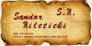 Šandor Mileticki vizit kartica